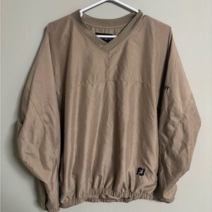 FootJoy Golf Solid Tan Long Sleeve Pullover V Neck Jacket Mens Size Medium Shirt